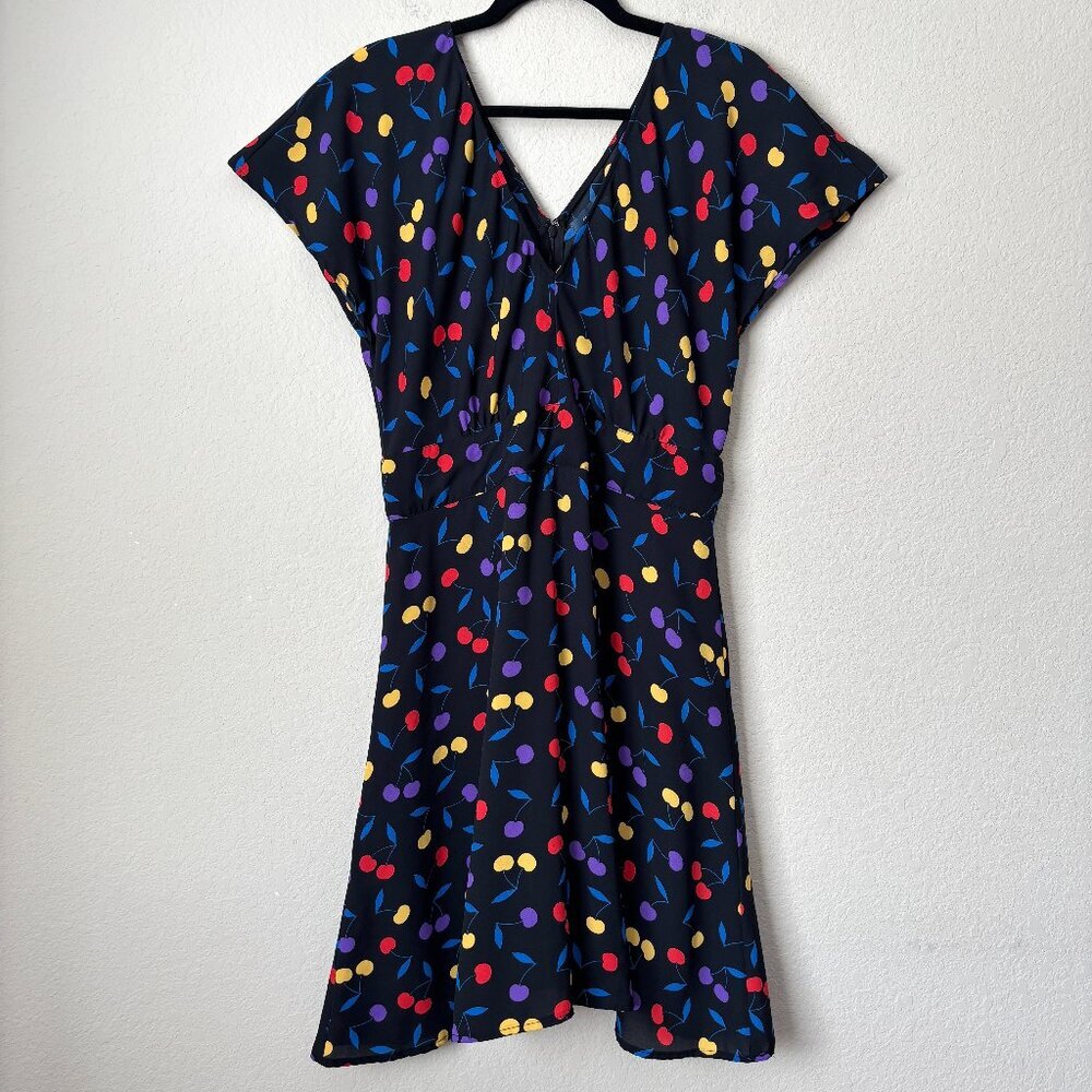 Modcloth XL Colorful Cherry Novelty Print Retro Flattering Dress